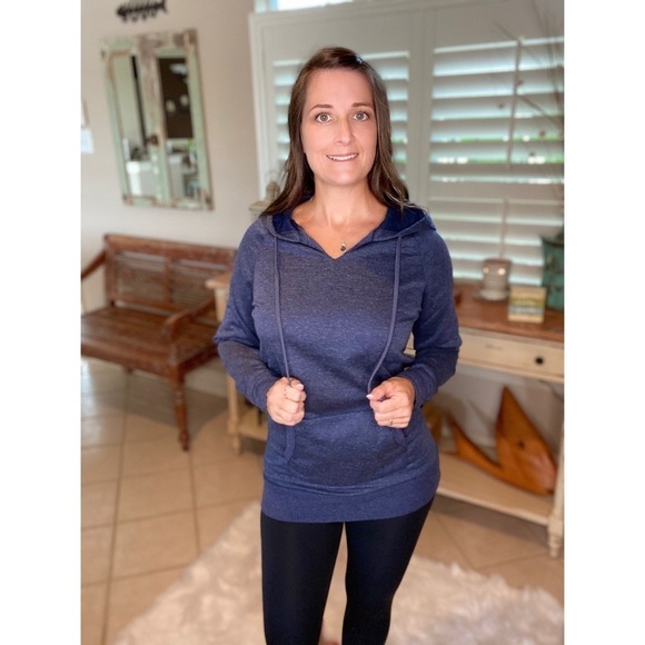 Drawstring Hoodie Kangaroo Pocket Navy 3520 - Picture 7 of 9